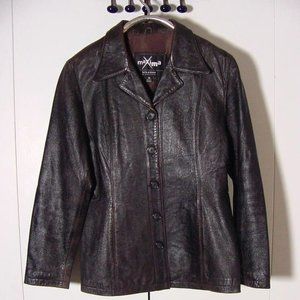 Vtg Dark Brown Leather Wilson's Maxima Women's Leather Button Jacket Sz M